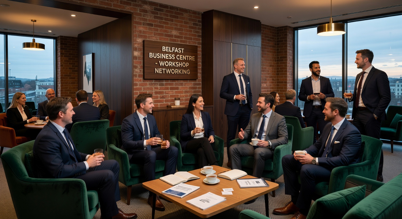 Professionals networking after a workshop in Belfast