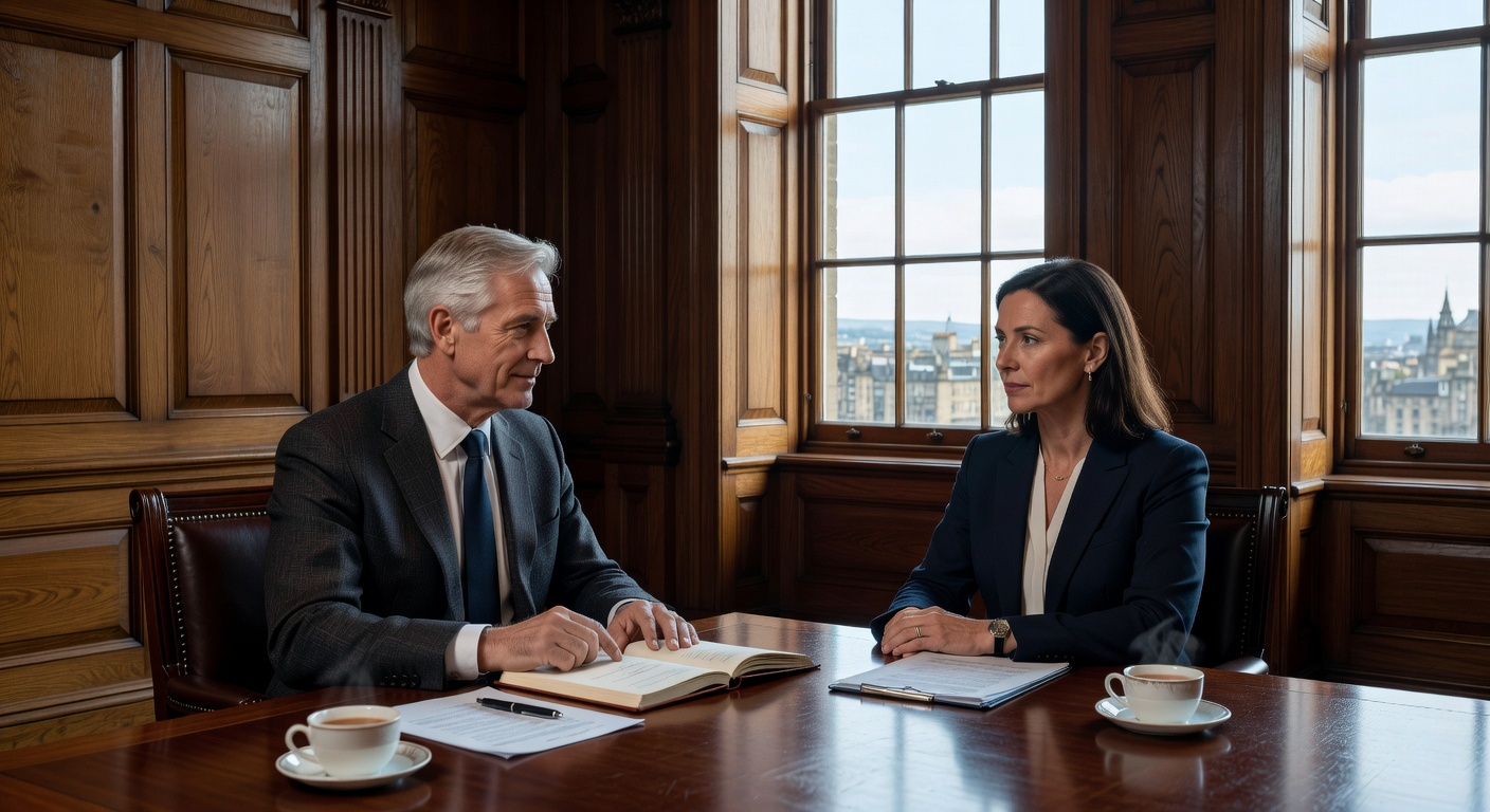 Senior mentor working with a client in Edinburgh office