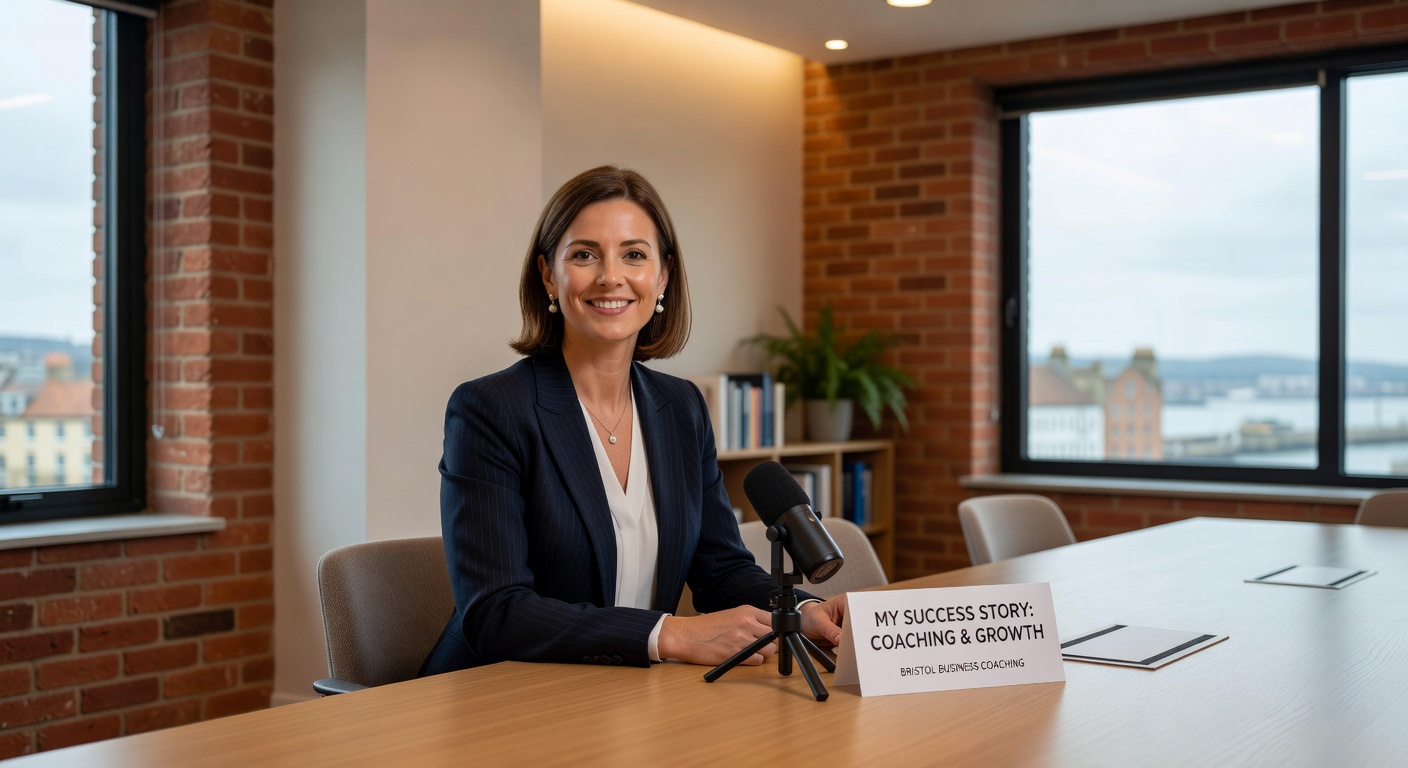 Businesswoman sharing her coaching experience in Bristol