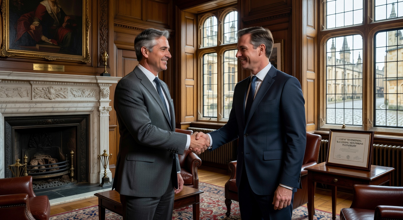 Professional handshake following successful coaching engagement in Oxford